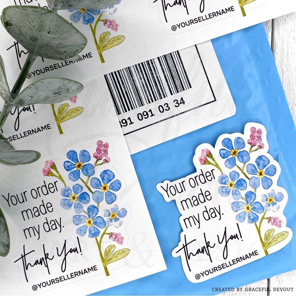 Your Order Made My Day. Thank You! -  2" (inches) (48ct.) Stickers - Picture 6 of 8